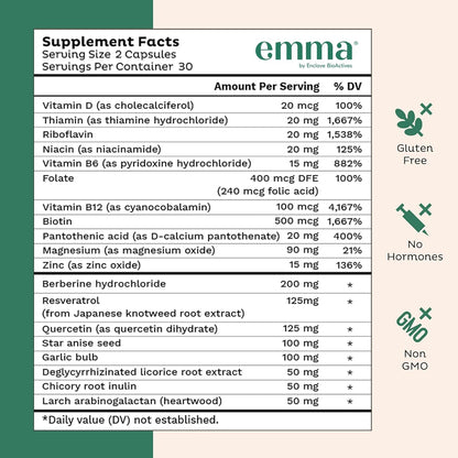 Emma Gut Health Relief Supplement, Doctor Endorsed Formula for Women & Men