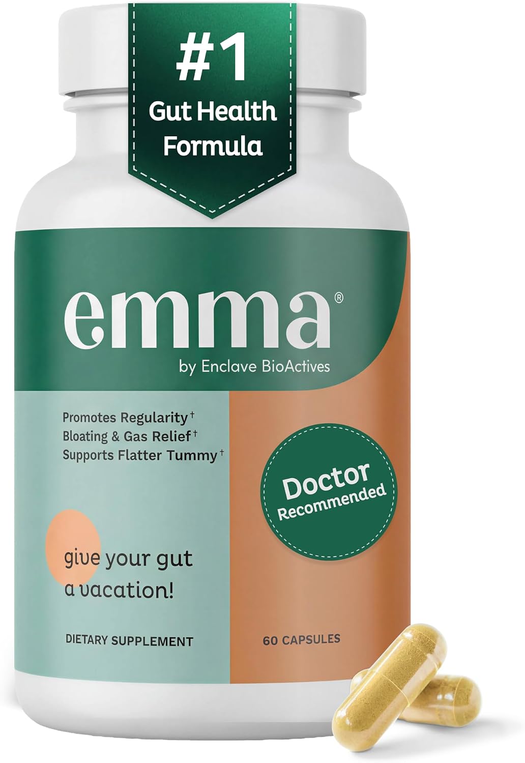 Emma: Dr. Endorsed Supplement for Constipation, resveratrol & quercetin for leaky gut & constipation relief.